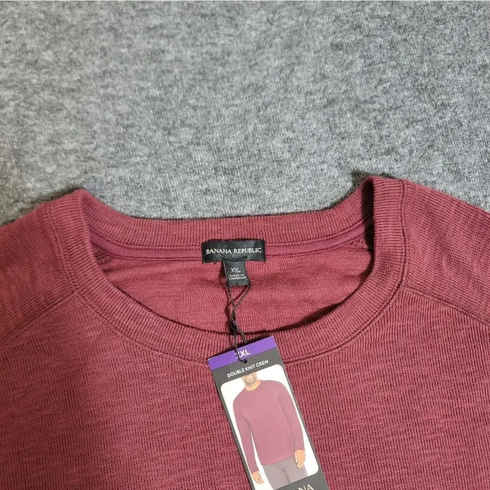 Banana Republic Double Knit Crew Long Sleeve Shirt XXL Burgundy NWT
